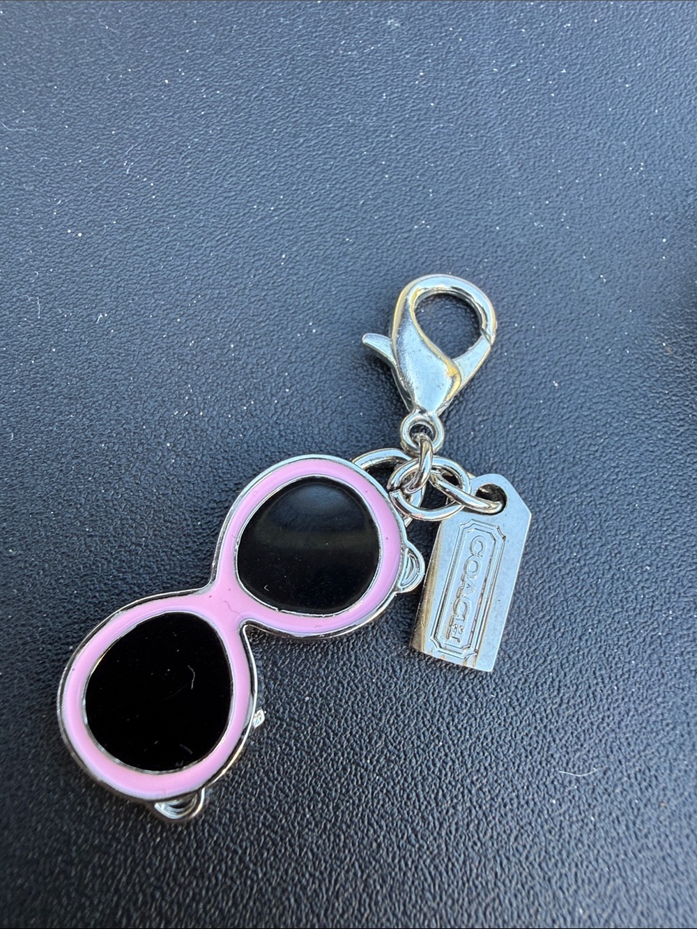 Coach Pink and Black Sunglasses Charm Key Holder with Coach Tag